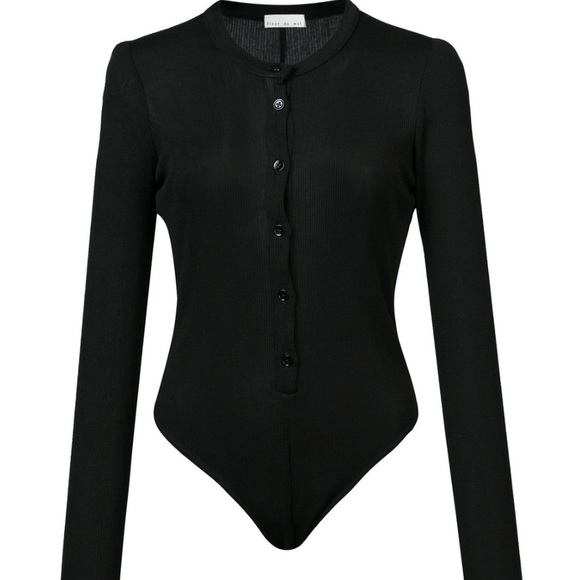 ❌SOLD❌FLEUR DE MAL Henley Black Body Suit - Picture 4 of 6
